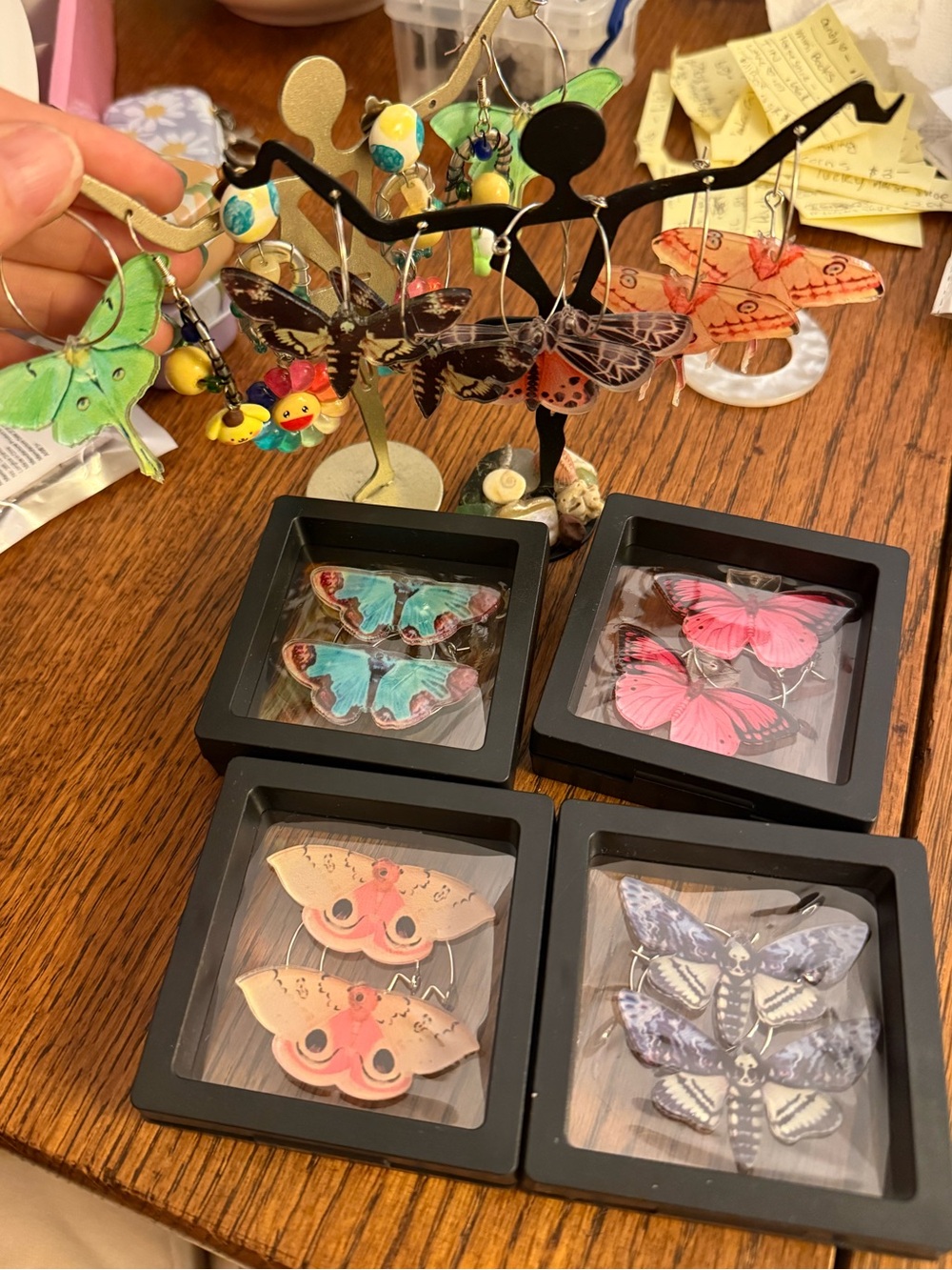 Moth Butterfly Earrings - comment which colors
